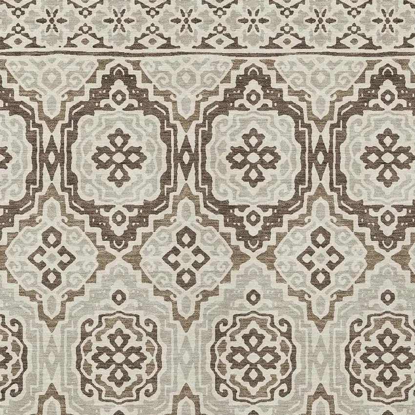 Coffee And Gray Tribal Washable Indoor Outdoor Area Rug Photo 5