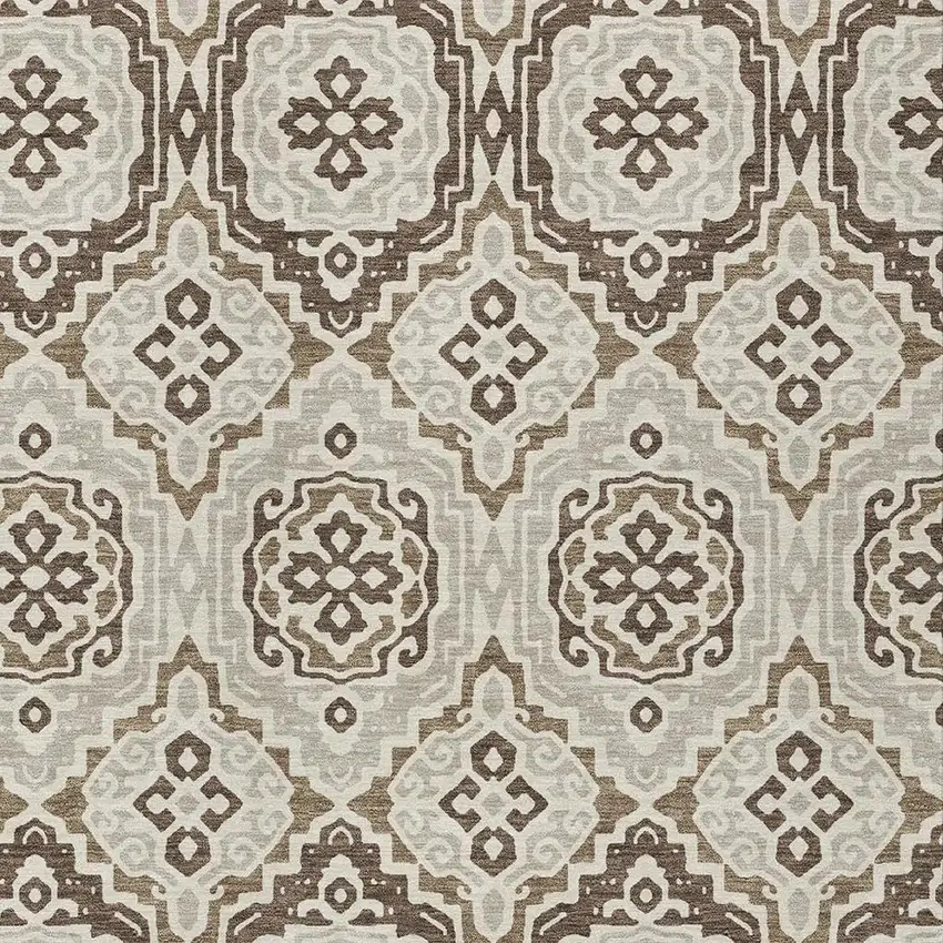 Coffee And Gray Tribal Washable Indoor Outdoor Area Rug Photo 4