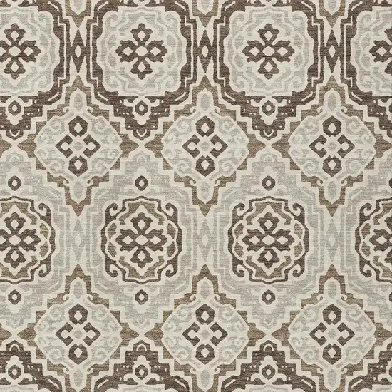 Coffee And Gray Tribal Washable Indoor Outdoor Area Rug Photo 4