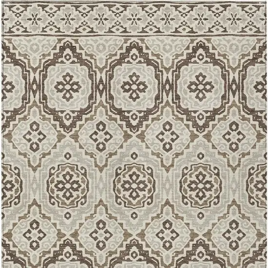 Coffee And Gray Tribal Washable Indoor Outdoor Area Rug Photo 3