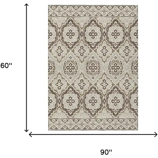 Coffee And Gray Tribal Washable Indoor Outdoor Area Rug Photo 8