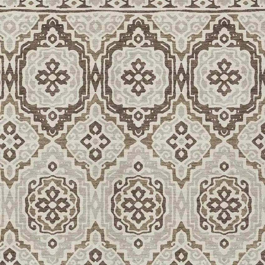 Coffee And Gray Tribal Washable Indoor Outdoor Area Rug Photo 4