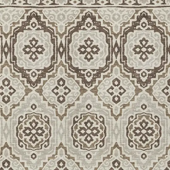 Coffee And Gray Tribal Washable Indoor Outdoor Area Rug Photo 4