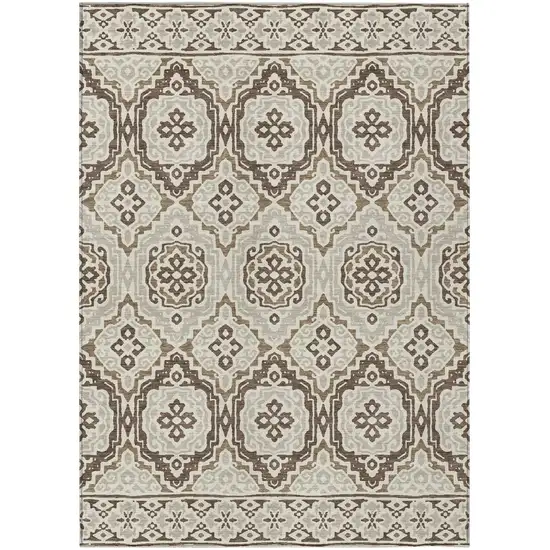 Coffee And Gray Tribal Washable Indoor Outdoor Area Rug Photo 2