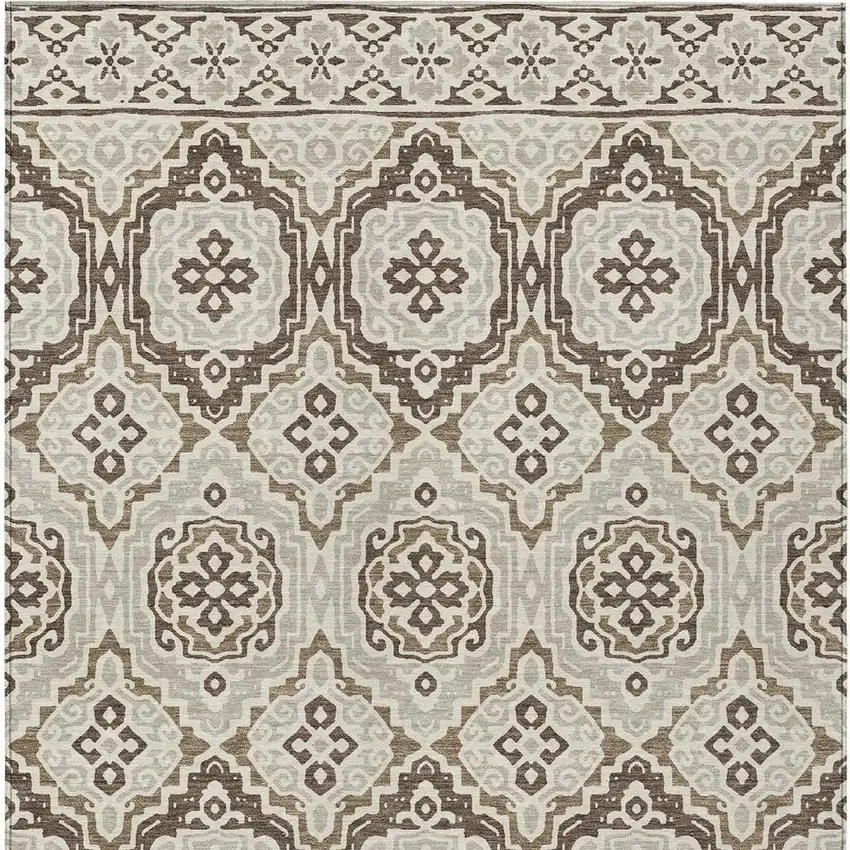 Coffee And Gray Tribal Washable Indoor Outdoor Area Rug Photo 3