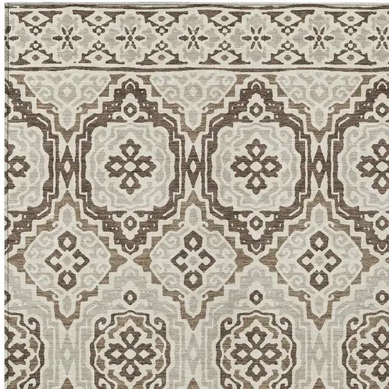 Coffee And Gray Tribal Washable Indoor Outdoor Area Rug Photo 5