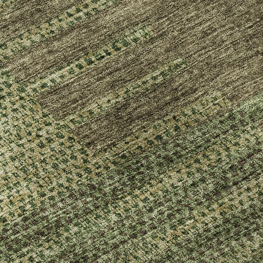 Coffee And Green Striped Washable Area Rug With UV Protection Photo 9