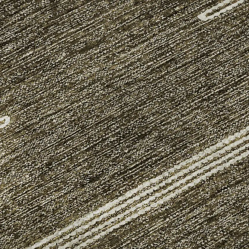 Coffee And Ivory Abstract Washable Area Rug With UV Protection Photo 9