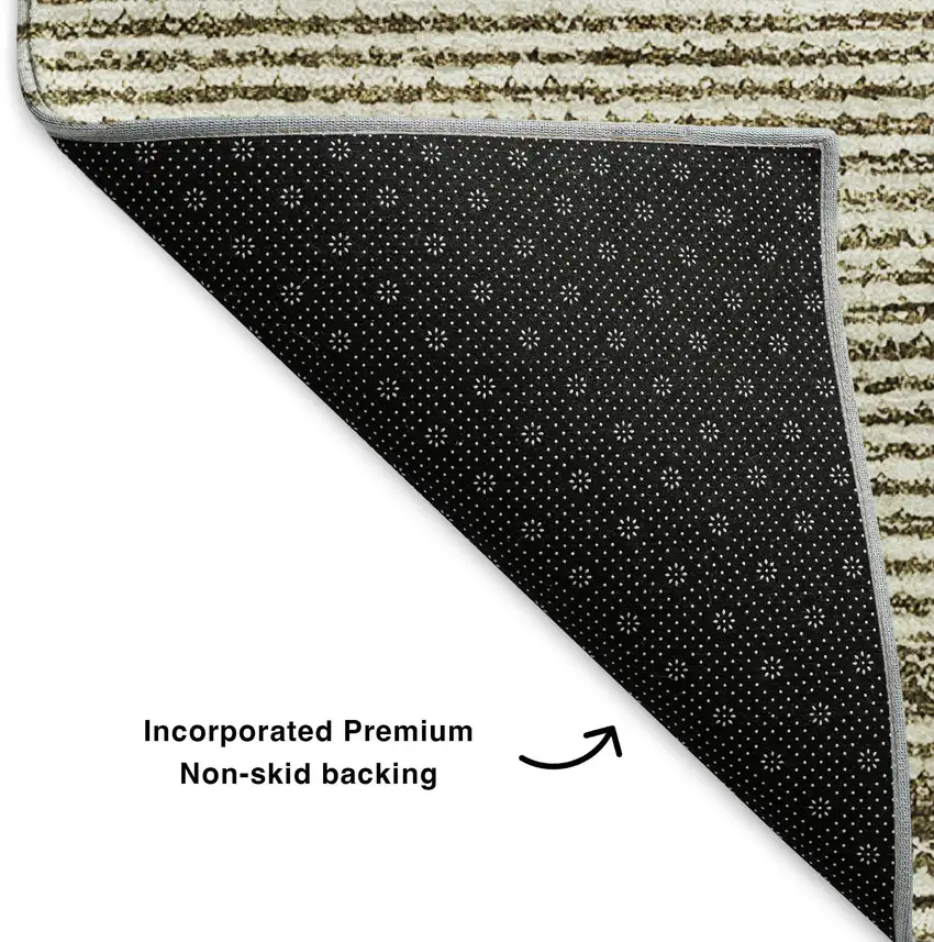 Coffee And Ivory Abstract Washable Area Rug With UV Protection Photo 6