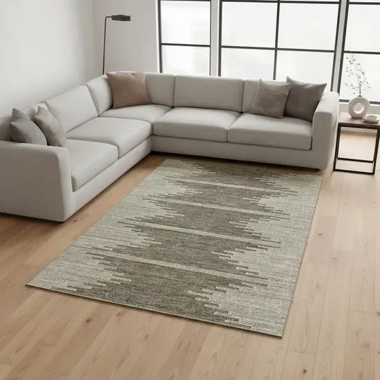 Coffee And Ivory Abstract Washable Area Rug With UV Protection Photo 2