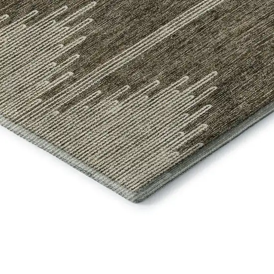 Coffee And Ivory Abstract Washable Area Rug With UV Protection Photo 9
