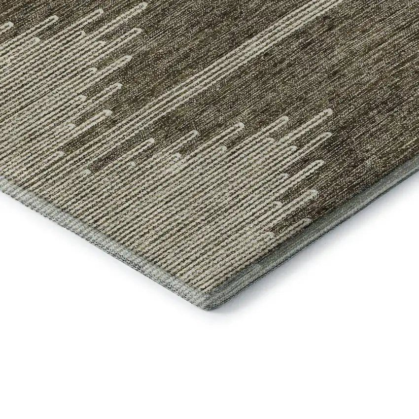 Coffee And Ivory Abstract Washable Area Rug With UV Protection Photo 9