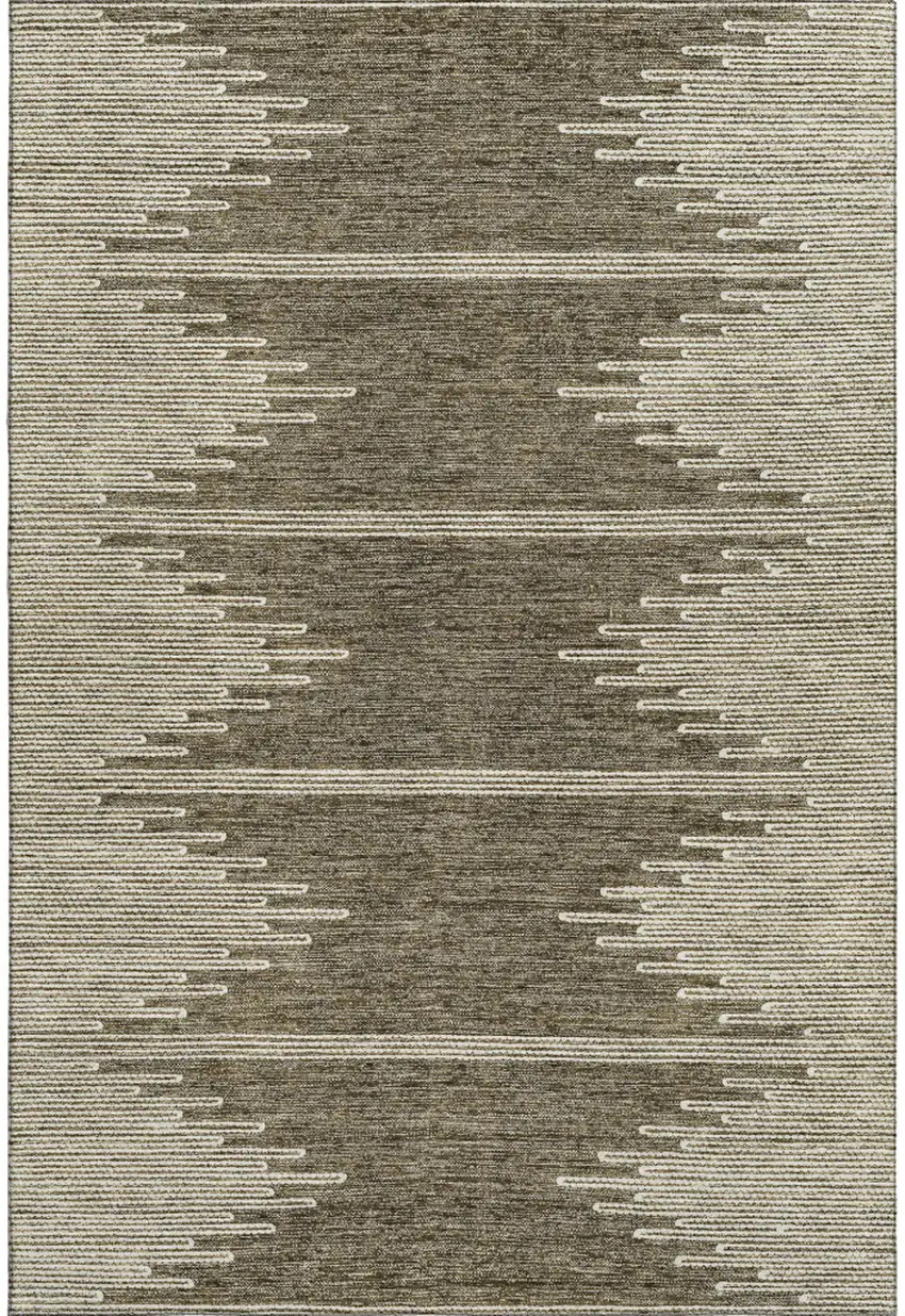 Coffee And Ivory Abstract Washable Area Rug With UV Protection Photo 1