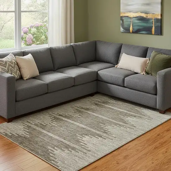 Coffee And Ivory Abstract Washable Area Rug With UV Protection Photo 1