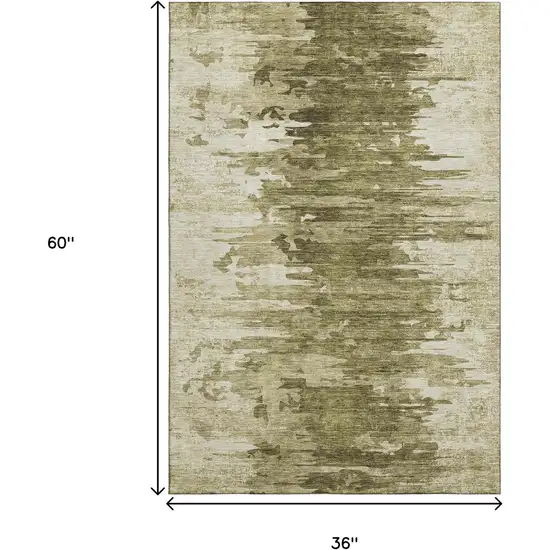 Coffee And Ivory Abstract Washable Area Rug With UV Protection Photo 3