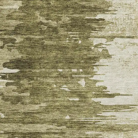 Coffee And Ivory Abstract Washable Area Rug With UV Protection Photo 2