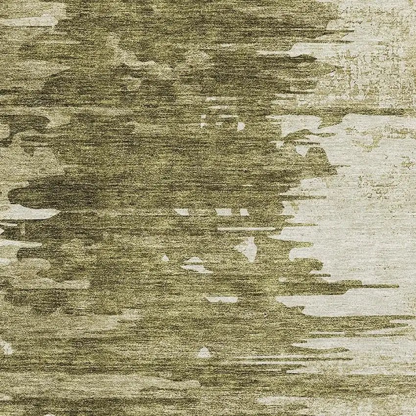 Coffee And Ivory Abstract Washable Area Rug With UV Protection Photo 2