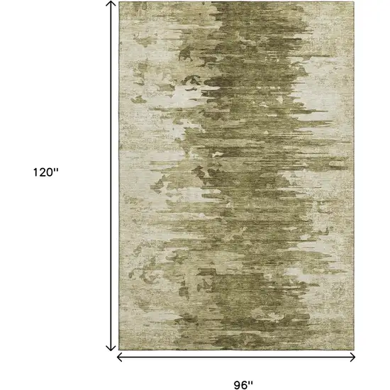 Coffee And Ivory Abstract Washable Area Rug With UV Protection Photo 3