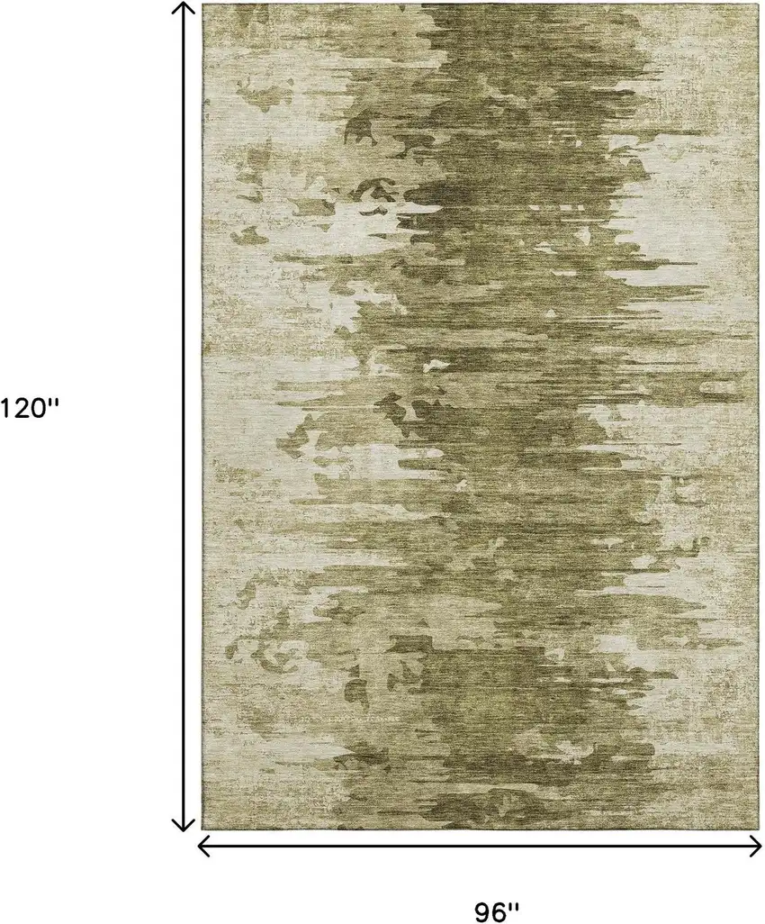 Coffee And Ivory Abstract Washable Area Rug With UV Protection Photo 3