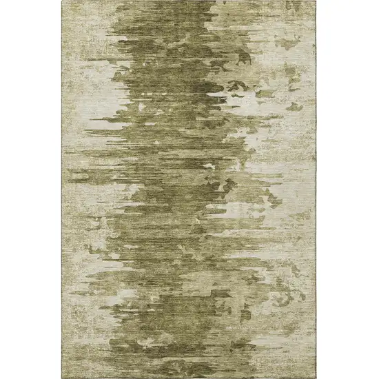 Coffee And Ivory Abstract Washable Area Rug With UV Protection Photo 3