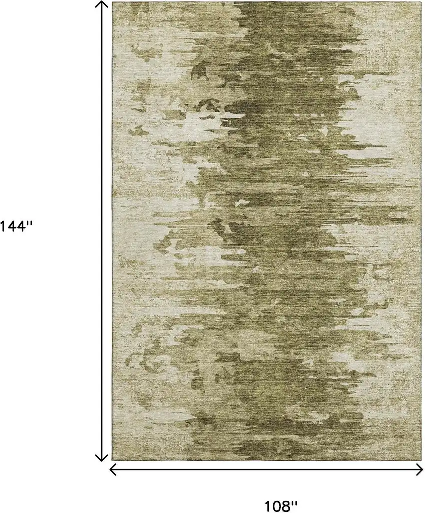 Coffee And Ivory Abstract Washable Area Rug With UV Protection Photo 3