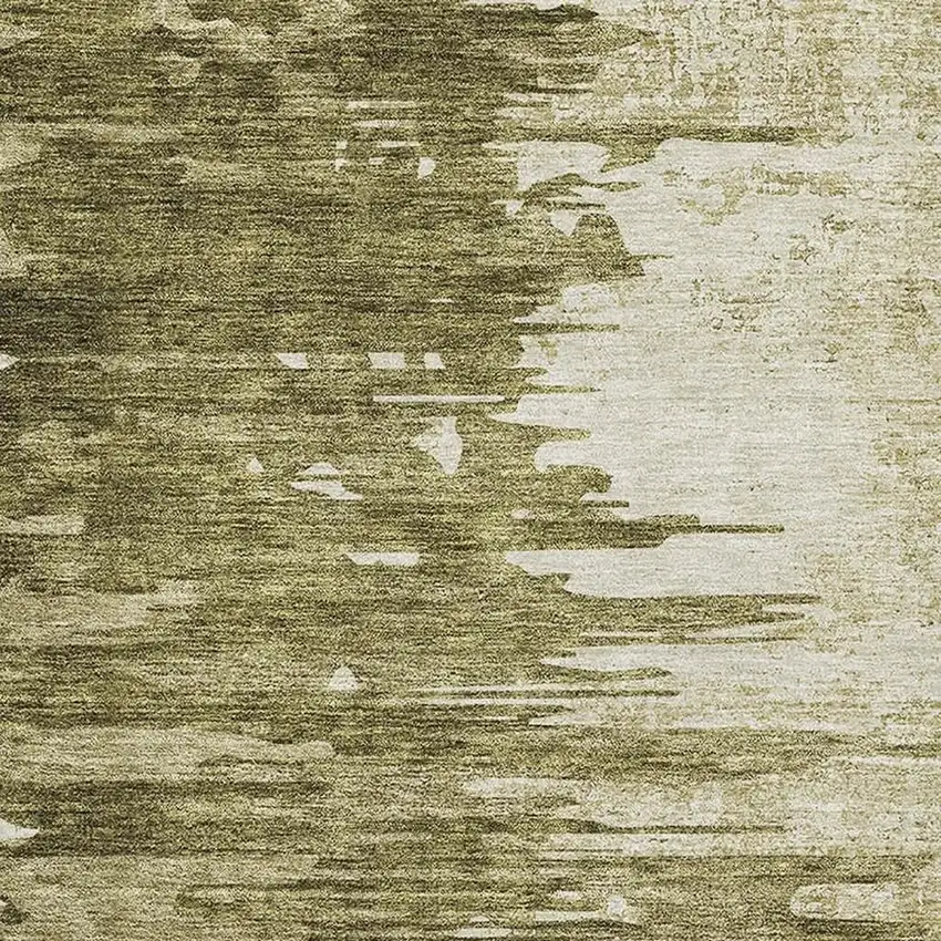 Coffee And Ivory Abstract Washable Area Rug With UV Protection Photo 2