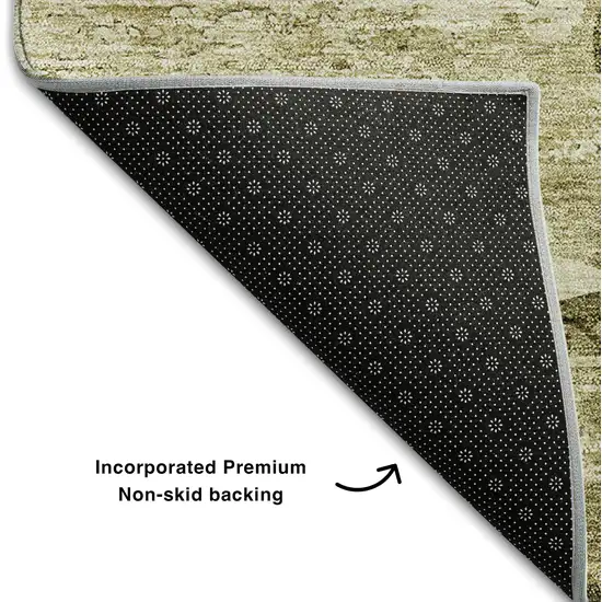 Coffee And Ivory Abstract Washable Area Rug With UV Protection Photo 6