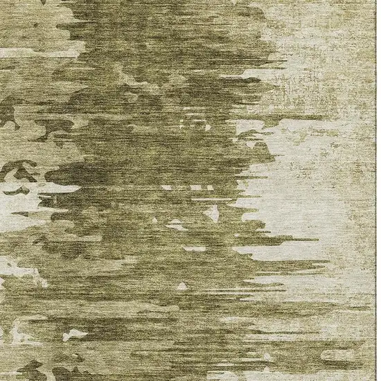 Coffee And Ivory Abstract Washable Area Rug With UV Protection Photo 3