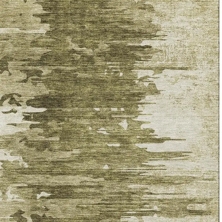 Coffee And Ivory Abstract Washable Area Rug With UV Protection Photo 3