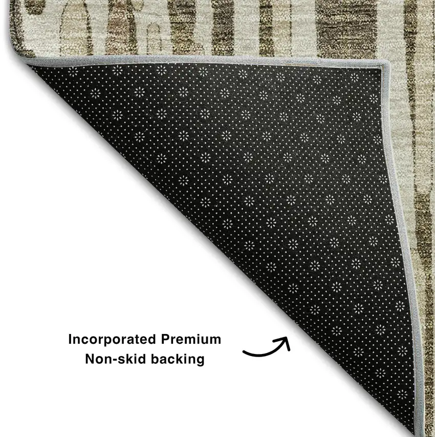 Coffee And Ivory Abstract Washable Area Rug With UV Protection Photo 7