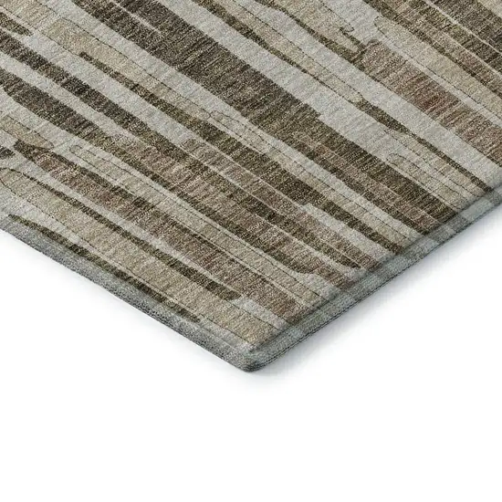 Coffee And Ivory Abstract Washable Area Rug With UV Protection Photo 8