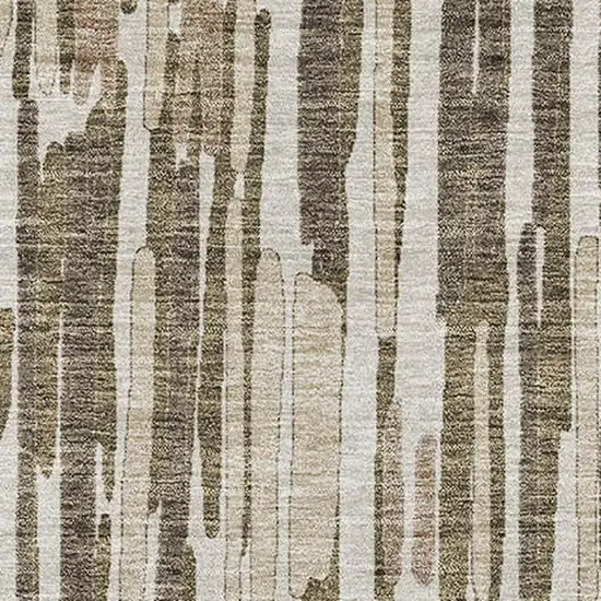 Coffee And Ivory Abstract Washable Area Rug With UV Protection Photo 3