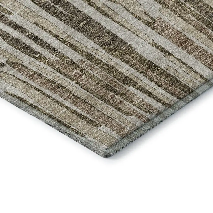 Coffee And Ivory Abstract Washable Area Rug With UV Protection Photo 8