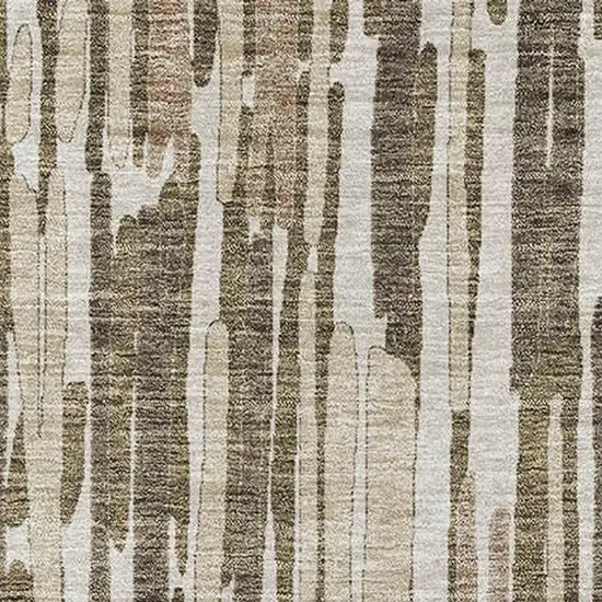 Coffee And Ivory Abstract Washable Area Rug With UV Protection Photo 3