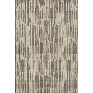 Photo of Coffee And Ivory Abstract Washable Area Rug With UV Protection