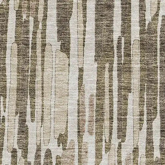 Coffee And Ivory Abstract Washable Area Rug With UV Protection Photo 3