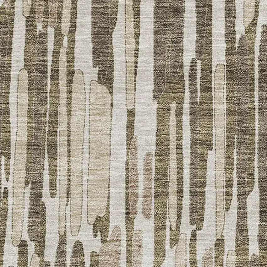 Coffee And Ivory Abstract Washable Area Rug With UV Protection Photo 3