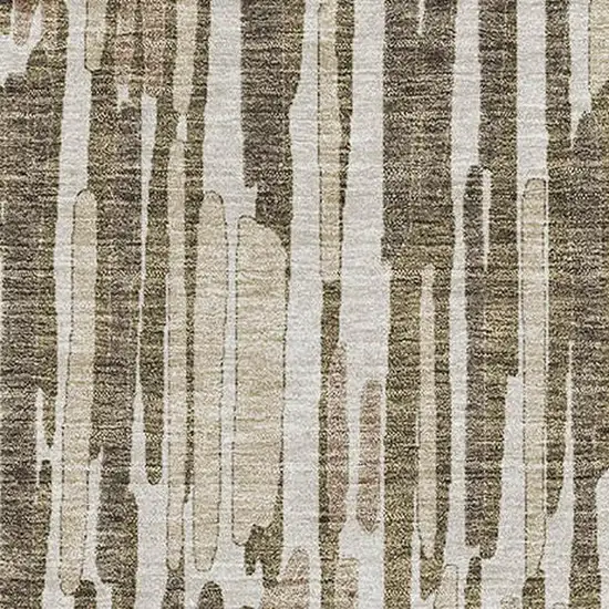 Coffee And Ivory Abstract Washable Area Rug With UV Protection Photo 3