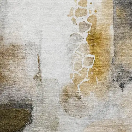 Coffee And Ivory Abstract Washable Area Rug With UV Protection Photo 3