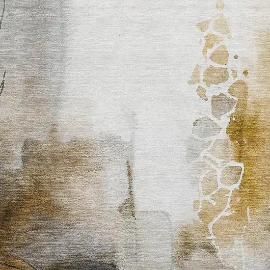 Coffee And Ivory Abstract Washable Area Rug With UV Protection Photo 7