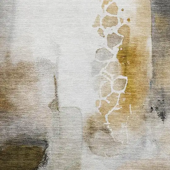 Coffee And Ivory Abstract Washable Area Rug With UV Protection Photo 7