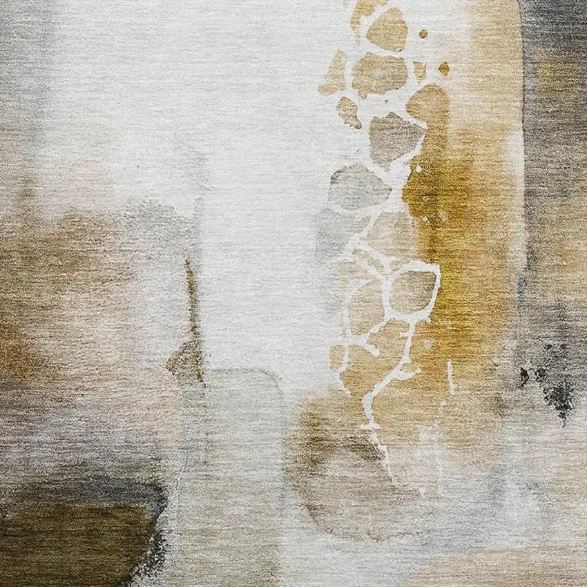 Coffee And Ivory Abstract Washable Area Rug With UV Protection Photo 7