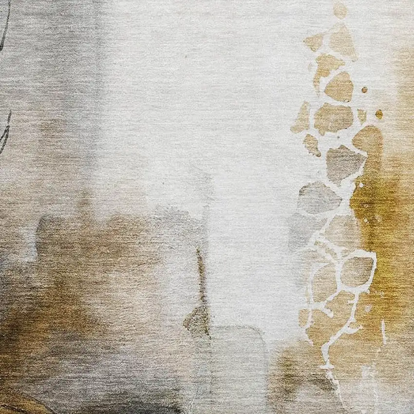 Coffee And Ivory Abstract Washable Area Rug With UV Protection Photo 7