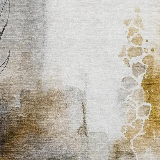 Coffee And Ivory Abstract Washable Area Rug With UV Protection Photo 3