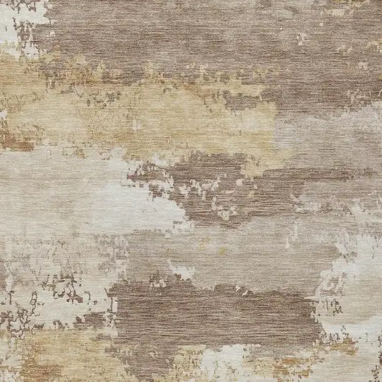 Coffee And Ivory Abstract Washable Indoor Outdoor Area Rug Photo 2