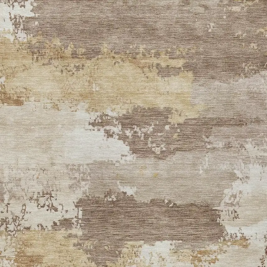 Coffee And Ivory Abstract Washable Indoor Outdoor Area Rug Photo 2