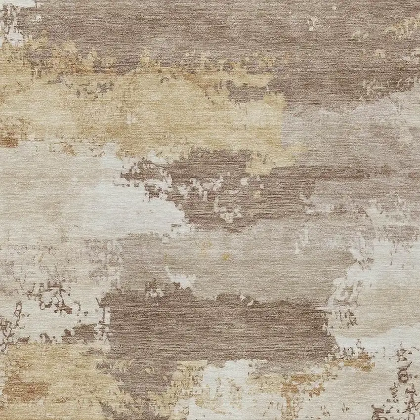 Coffee And Ivory Abstract Washable Indoor Outdoor Area Rug Photo 2