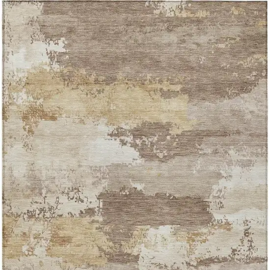 Coffee And Ivory Abstract Washable Indoor Outdoor Area Rug Photo 3