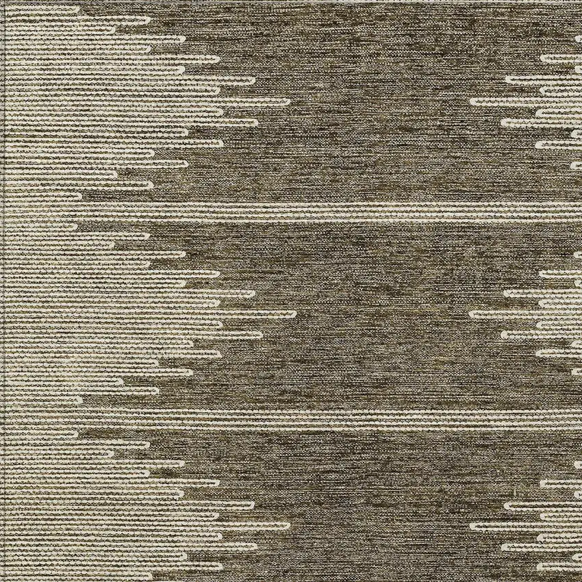 Coffee And Ivory Abstract Washable Indoor Outdoor Area Rug Photo 6