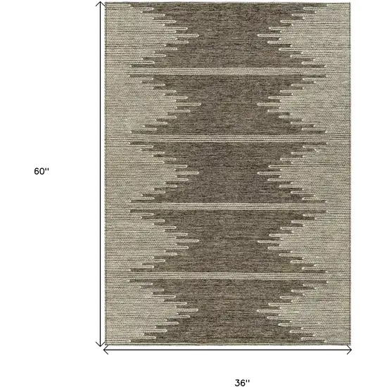 Coffee And Ivory Abstract Washable Indoor Outdoor Area Rug Photo 8